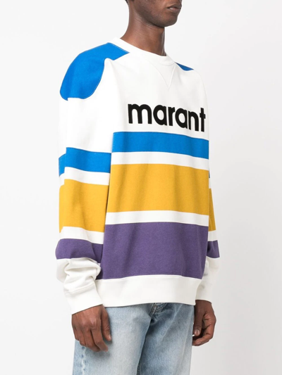 Shop Isabel Marant Logo-print Striped Sweatshirt In Neutrals