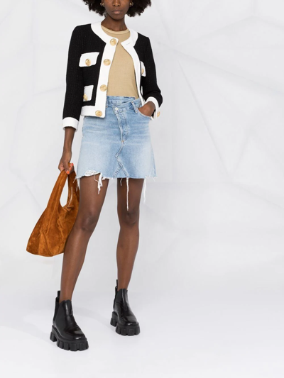 Dsquared2 Two Tone Tweed Boxy Jacket In Black