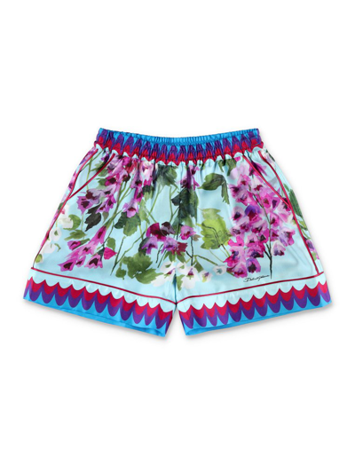 Shop Dolce & Gabbana Kids Allover Floral Printed Shorts In Multi