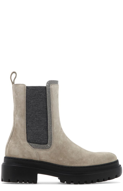 Shop Brunello Cucinelli Chelsea Ankle Boots In Grey