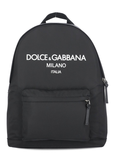 Shop Dolce & Gabbana Kids Logo Printed Zipped Backpack In Black