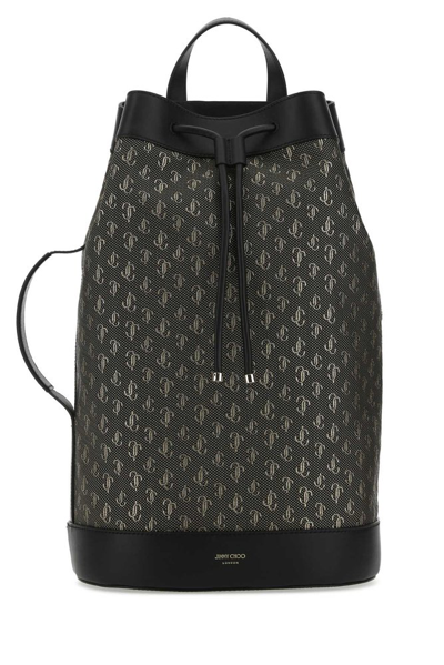 Shop Jimmy Choo Allover Logo Embroidered Backpack In Multi