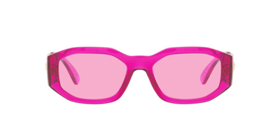 Shop Versace Eyewear Rectangular Frame Sunglasses In Pink