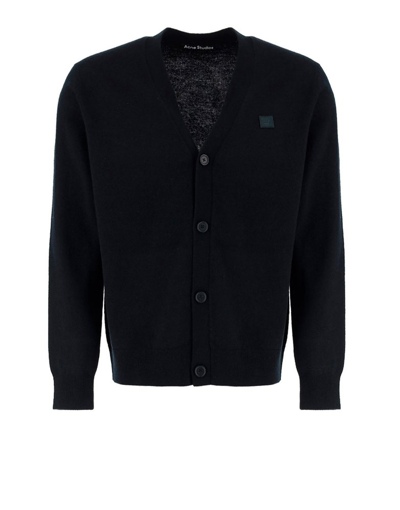 Shop Acne Studios Keve New Face Knit Cardigan In Black