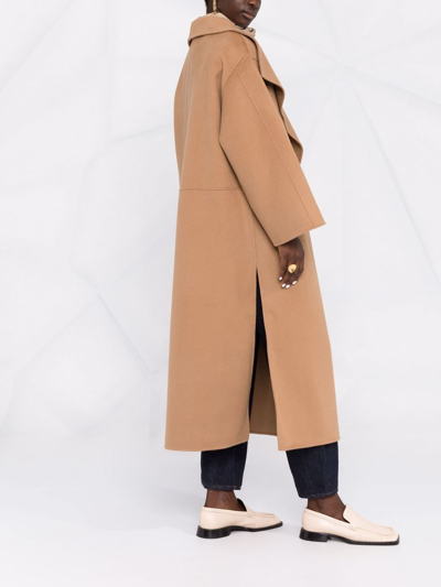 Shop Totême Cashmere Coat In Brown
