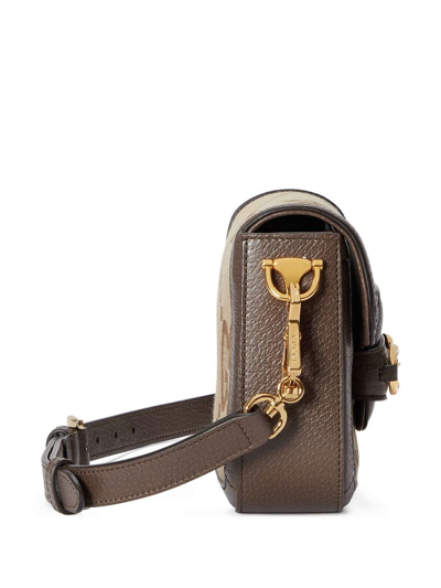 Shop Gucci Horsebit 1955 Jumbo Gg Motif Shoulder Bag In Brown
