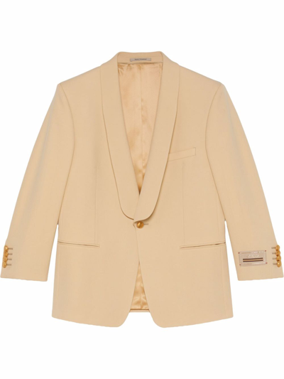Shop Gucci Wool Single-breasted Blazer Jacket In Beige