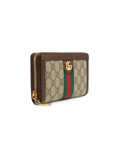 Shop Gucci Ophidia Gg Supreme Motif Wallet In Brown