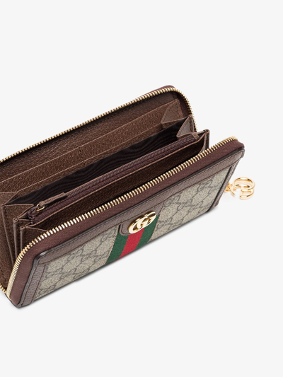 Shop Gucci Ophidia Gg Supreme Motif Wallet In Brown