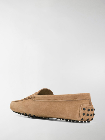 Shop Tod's Gommino Suede Loafers In Beige