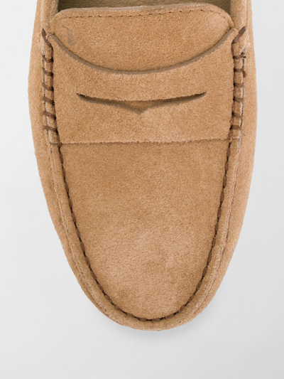 Shop Tod's Gommino Suede Loafers In Beige