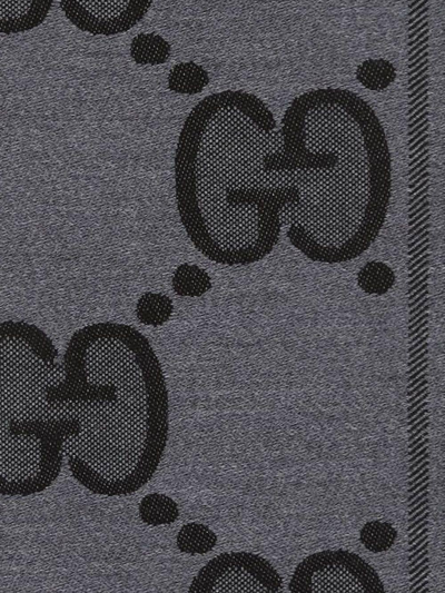 Shop Gucci Gg Wool Scarf In Grey