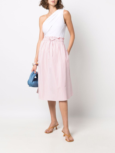 Woolrich Patchwork Stripe-print Midi Skirt In Orange