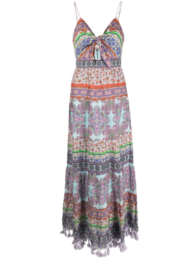 Shop Alice And Olivia Flower Print Long Dress In Multicolor