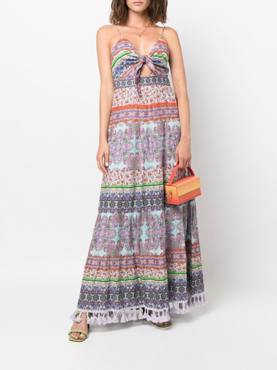 Shop Alice And Olivia Flower Print Long Dress In Multicolor