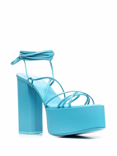 Paris Texas Tie-detail Open-toe Platform Sandals In Blue