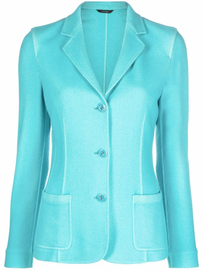 Shop Colombo Cashmere And Silk Blend Single Breasted Jacket In Blue