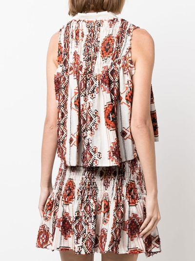 Shop Iro Tava Sleeveless Printed Top In Orange