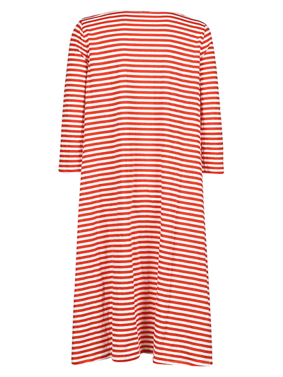Shop Apuntob Oversized Striped Midi Dress In Red