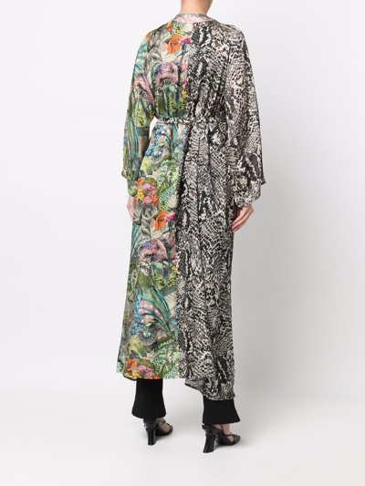 Shop Anjuna Silk Printed Belted Caftan In Multicolor