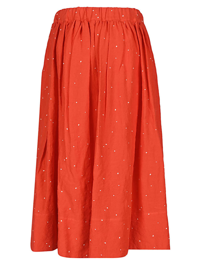 Shop Apuntob Cotton Pois Midi Skirt In Red