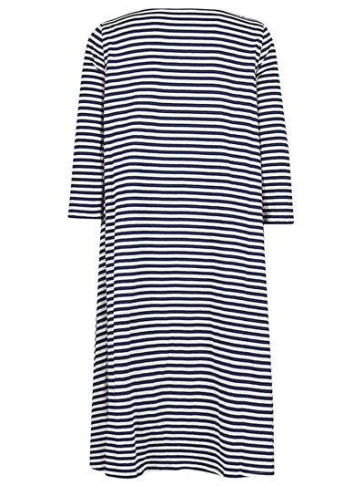 Shop Apuntob Oversized Striped Midi Dress In Blue