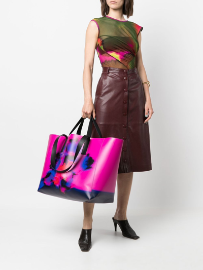 Shop Dries Van Noten Printed Shopping Bag In Violet