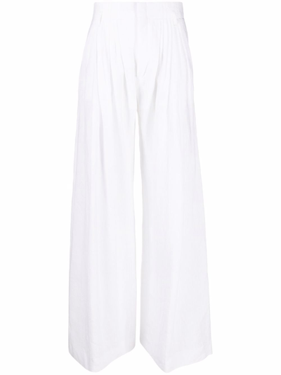 Shop Chloé Linen Trousers In White