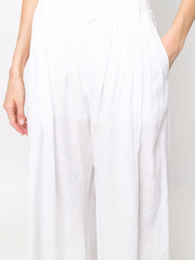 Shop Chloé Linen Trousers In White