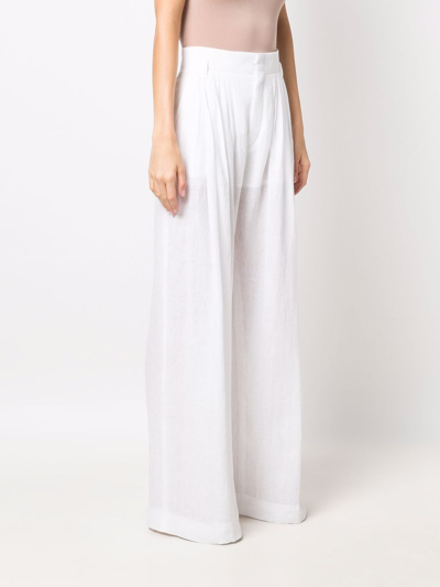 Shop Chloé Linen Trousers In White