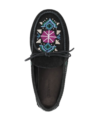 Isabel Marant Freen Embroidered Suede Moccasin Loafers