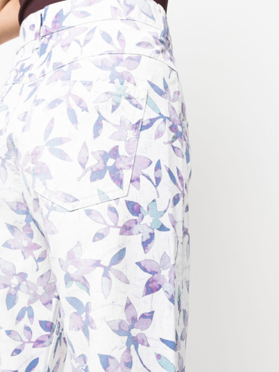 Shop Isabel Marant Nadege Flower Print Trousers In Beige