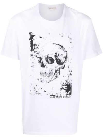 Shop Alexander Mcqueen Cotton Skull Print T-shirt In White