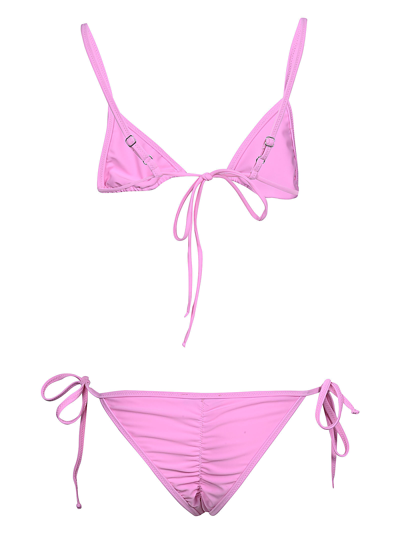 Shop Livincool Triangle Bikini In Pink