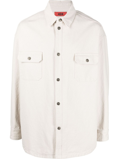Shop 424 Long Sleeve Shirt In White