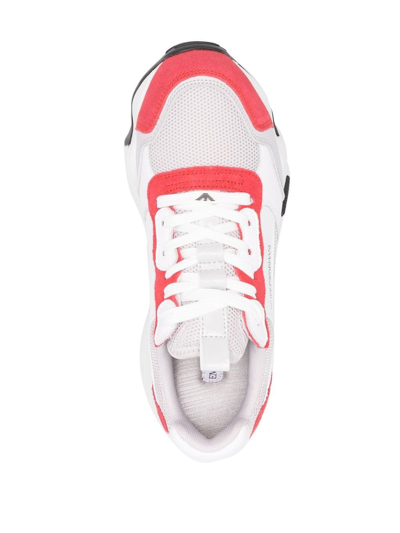 Shop Emporio Armani Leather Sneakers In Red