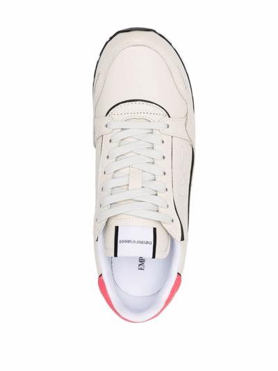 Shop Emporio Armani Logo Sneakers In White