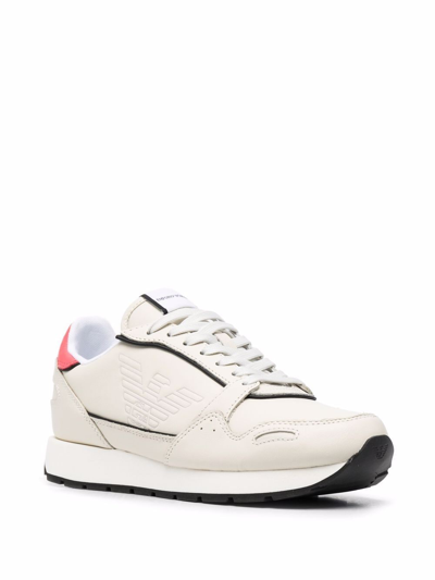 Shop Emporio Armani Logo Sneakers In White