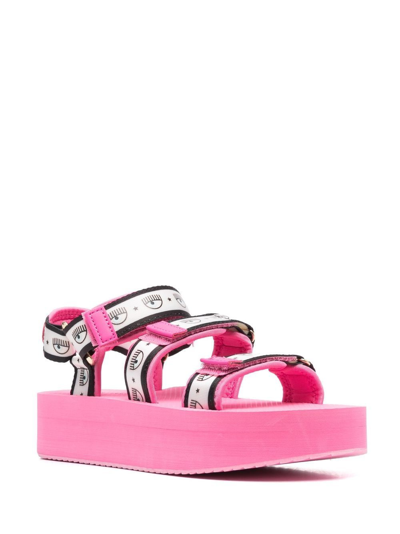 Shop Chiara Ferragni Eva Logomania Sandals In Pink