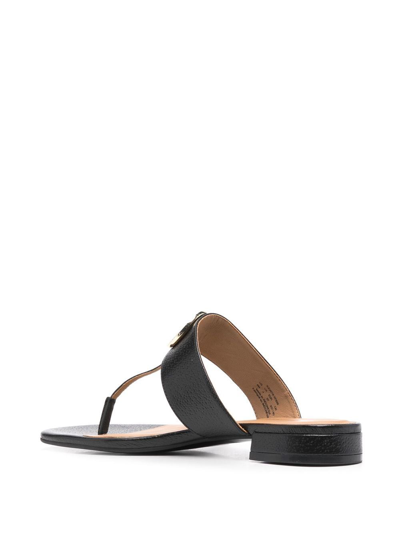 Shop Emporio Armani Leather Thong Sandals
