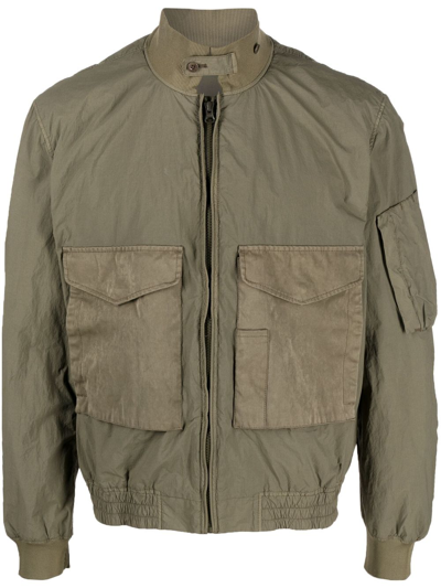 Shop Ten C Cotton Bomber Jacket In Green