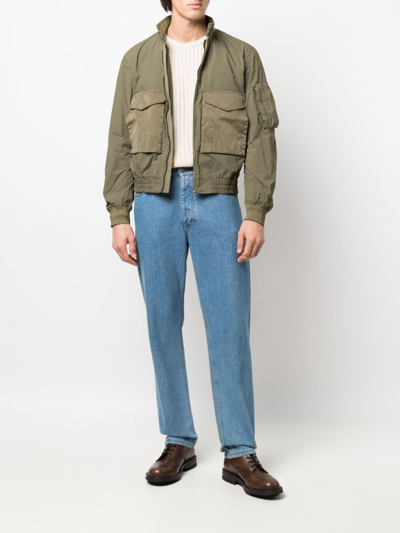 Shop Ten C Cotton Bomber Jacket In Green