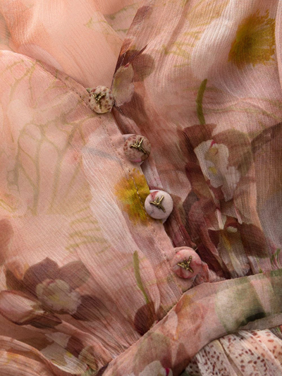 Shop Zimmermann Floral Print Long Sleeve Short Dress In Pink