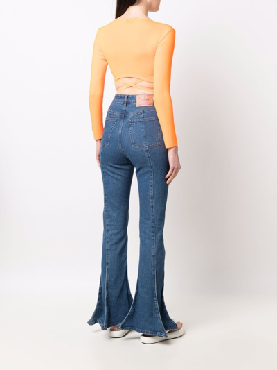 Msgm Wrap Knitted Crop Top In Orange