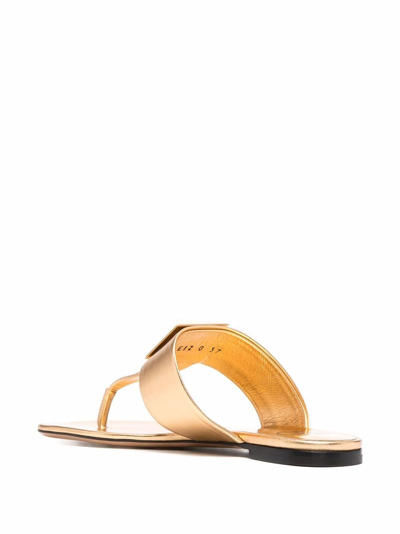 Shop Valentino One Stud Leather Flat Sandals In Gold