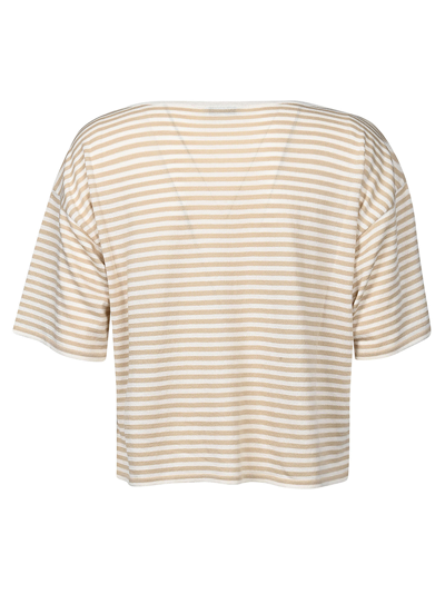 Shop Base Striped Cotton Top In Beige