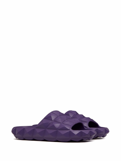 Shop Valentino Roman Stud Turtle Slides In Violet