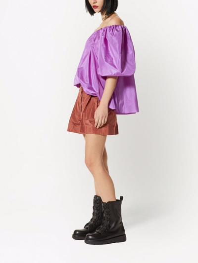 Shop Valentino Silk Off-shoulder Top In Violet