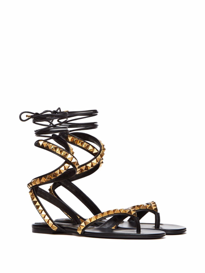 Shop Valentino Rockstud No Limit Leather Gladiator Sandals