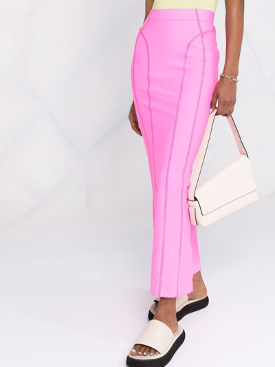 Shop Jacquemus La Jupe Tuba Long Skirt In Pink